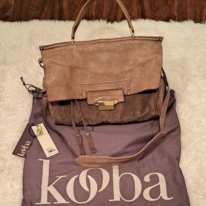 Kooba Tan Calf Leather and Suede Satchel